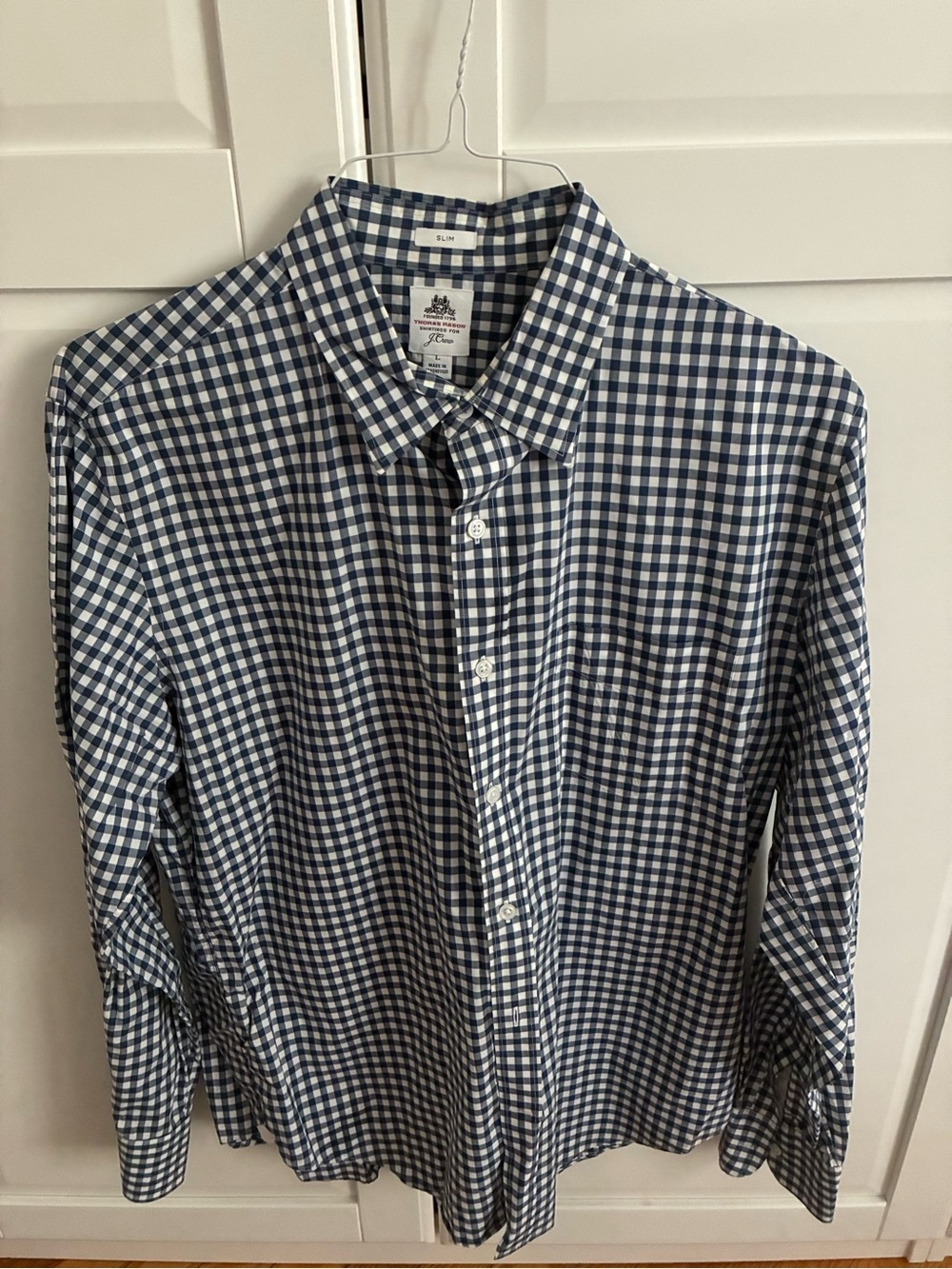 J.Crew Slim Fit Blue Gingham Button-Down Shirt - Men